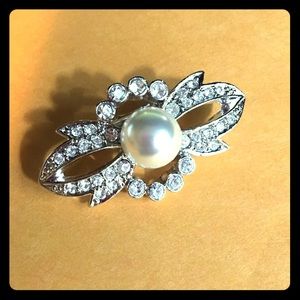 Faux Diamond and Pearl (Pin or Brooch)